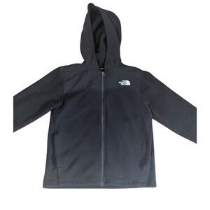 The North Face Youth M 10/12 Black Fleece Full Zip Hoodie Jacket Nylon Yoke